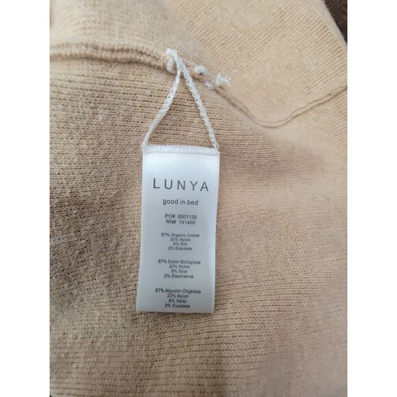 LUNYA Sweater Womens Sz Small Tan Crop Cozy Cotton Silk Pullover - Picture 10 of 11